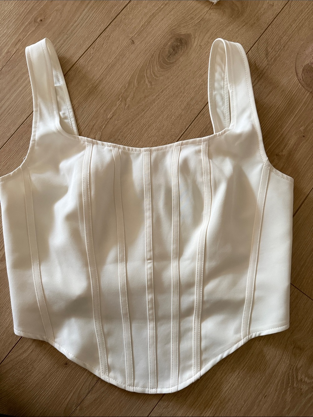 Sincerely Jules Ivory Structured Corset Crop Top